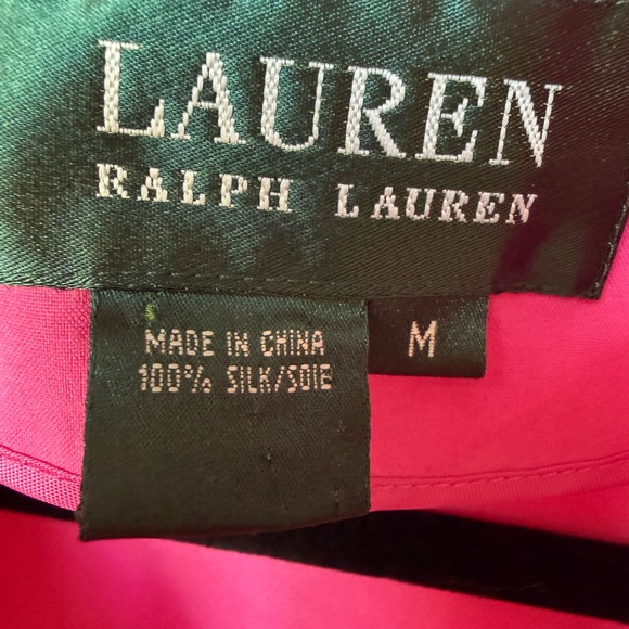 Vintage Ralph Lauren Silk Jacket Hot Pink Zip Front Lightweight Size M - Picture 5 of 9